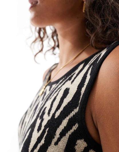 JDY Petite knit sleeveless maxi dress in animal print
