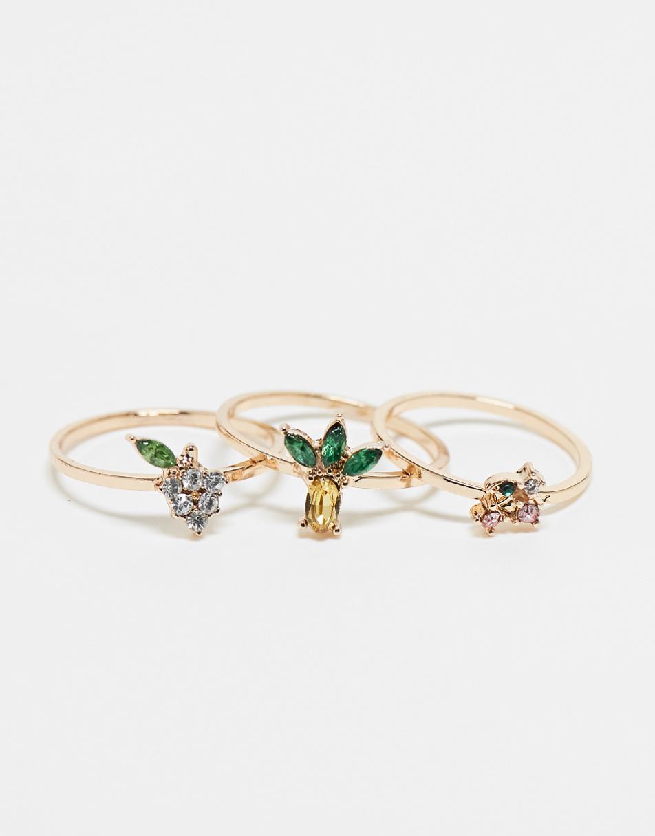 Reclaimed Vintage fruity ring 3 pack