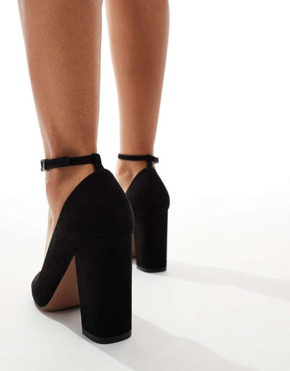 ASOS DESIGN Pebble high block heeled shoes in black