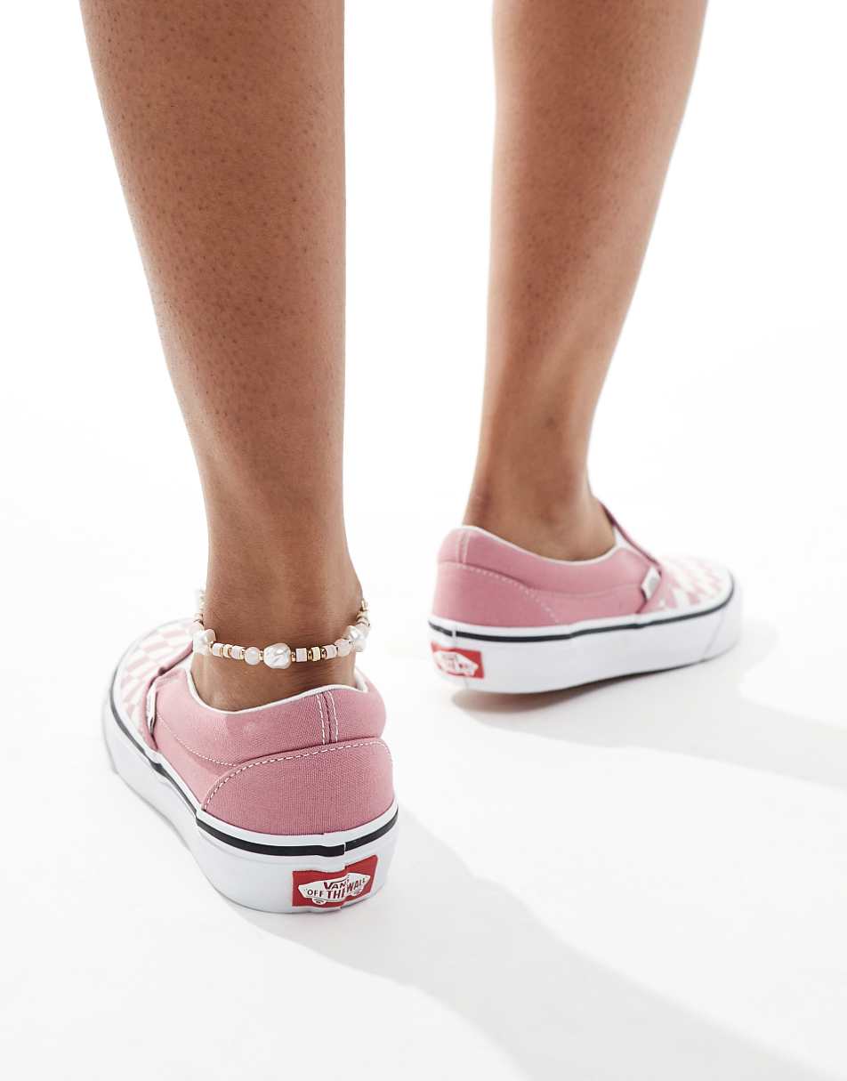 Vans Classic Slip-on checkerboard sneakers in pink and white