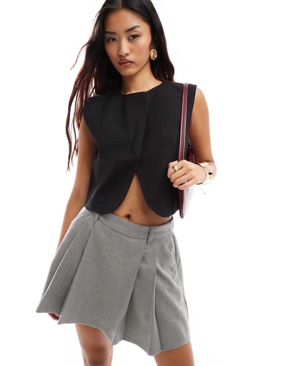 ASOS DESIGN wrap front vest in black