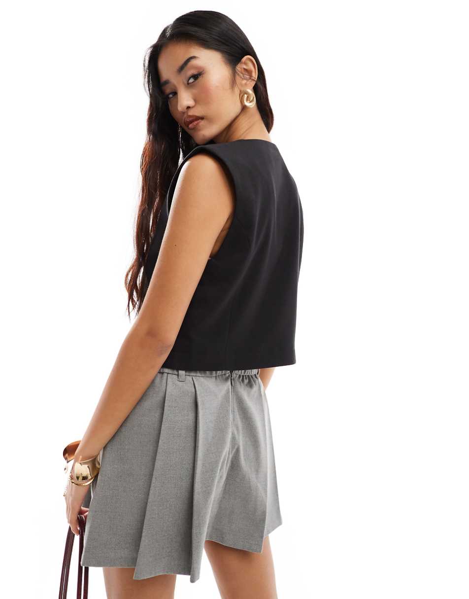 ASOS DESIGN wrap front vest in black