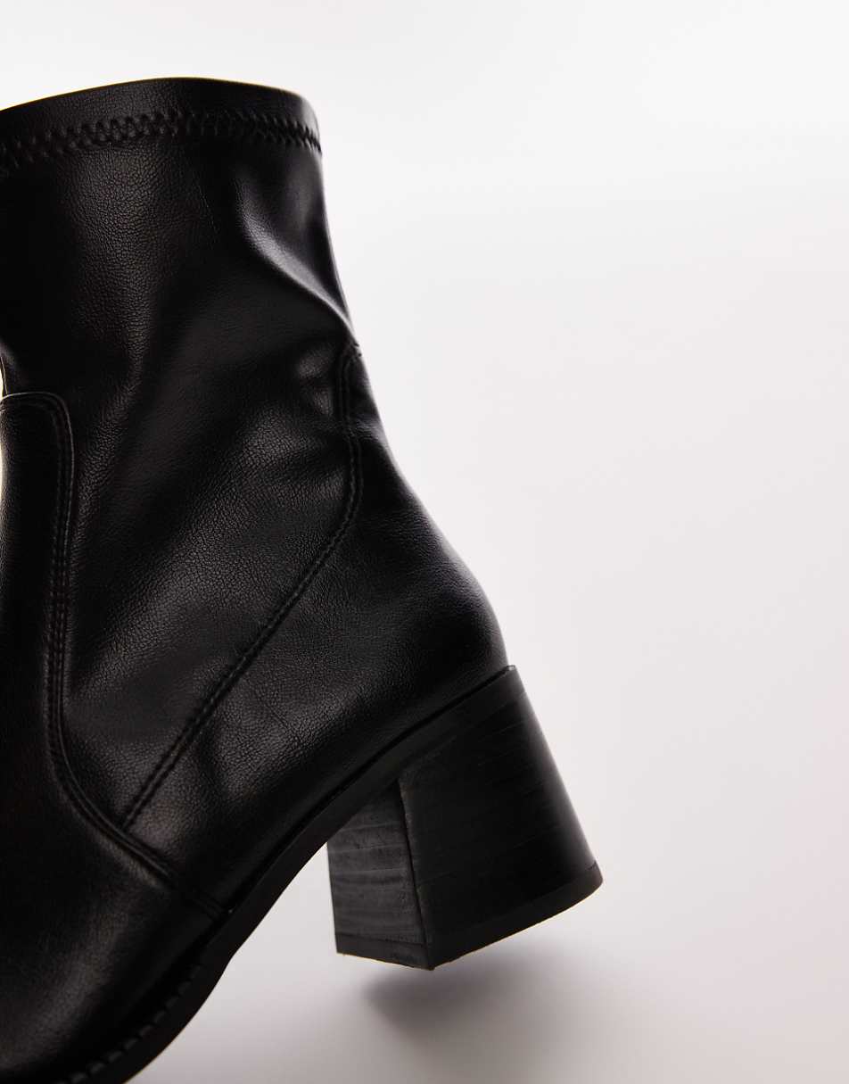 Topshop Nicole block heel ankle boots in black