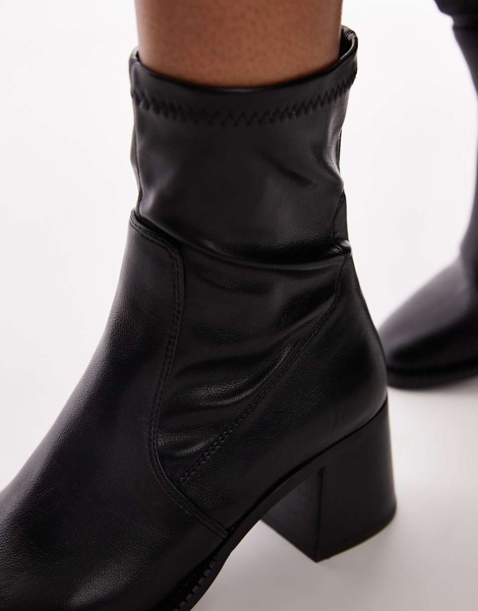 Topshop Wide Fit Nicola block heel ankle boot in black