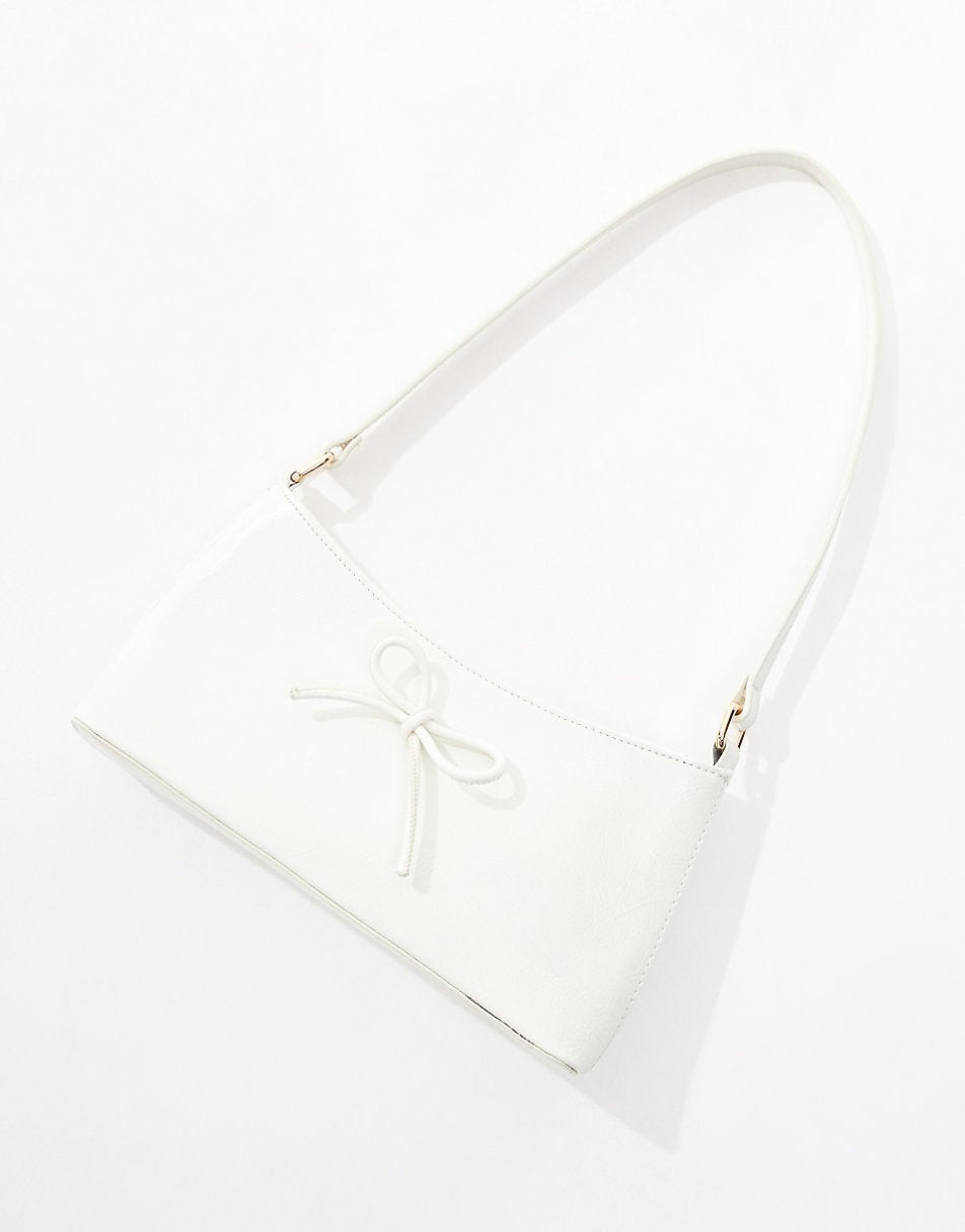 ASOS DESIGN 90s shoulder bag with bow in white