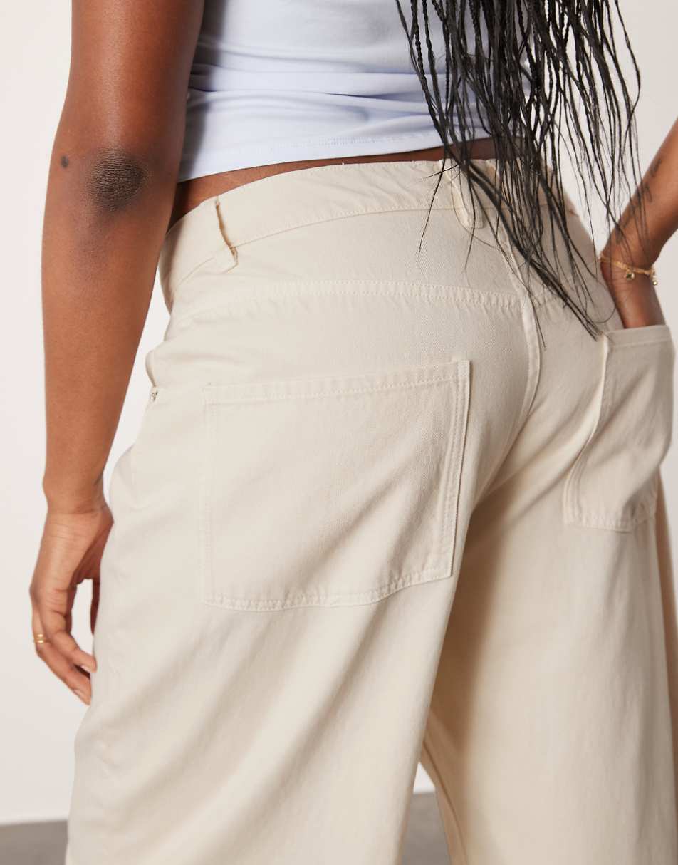 ASOS DESIGN Curve loose jeans with deep turn up cuff in neutral