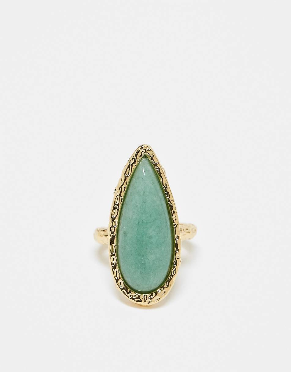 ASOS DESIGN Limited Edition 14k gold plated ring with semi precious stone