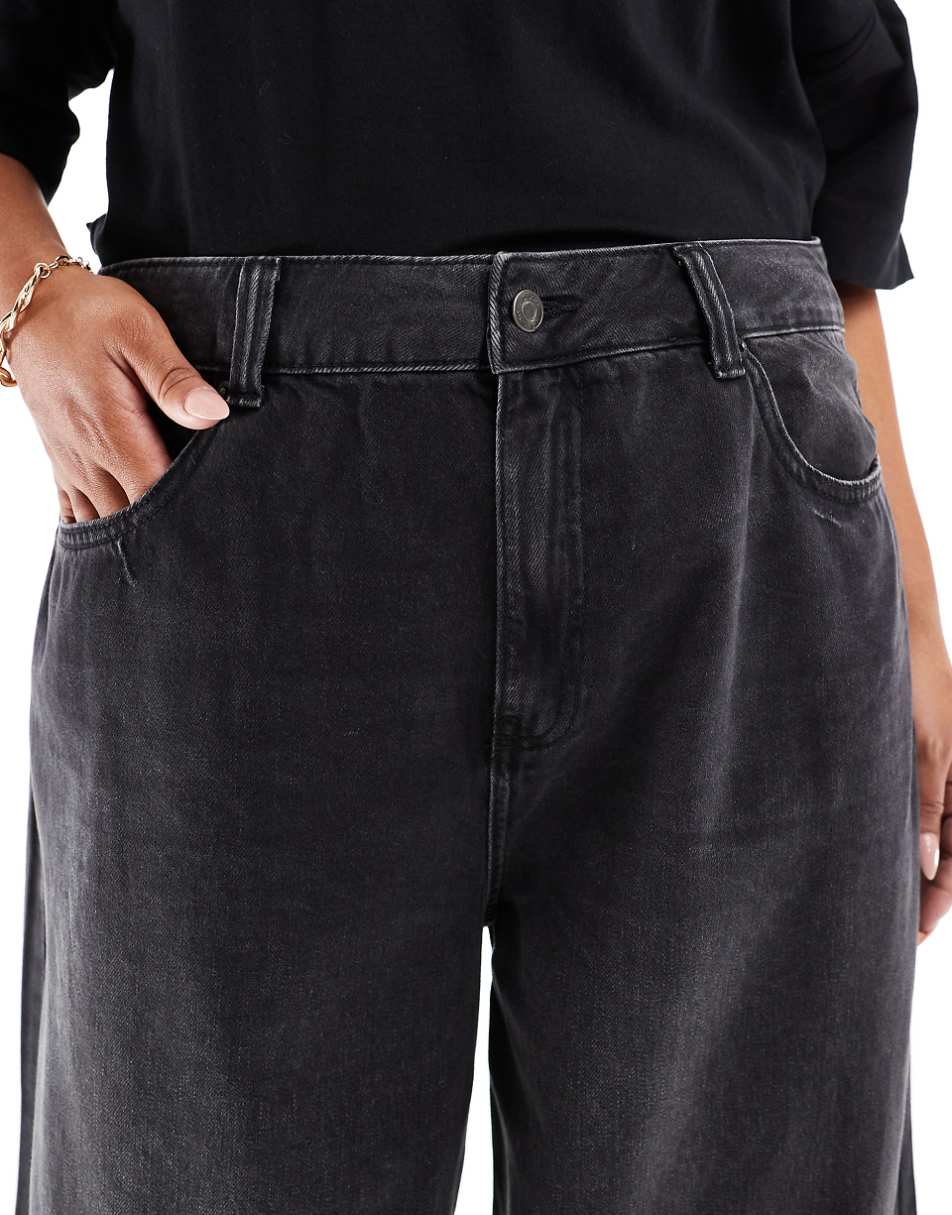 ASOS DESIGN Curve soft wide leg jean in black