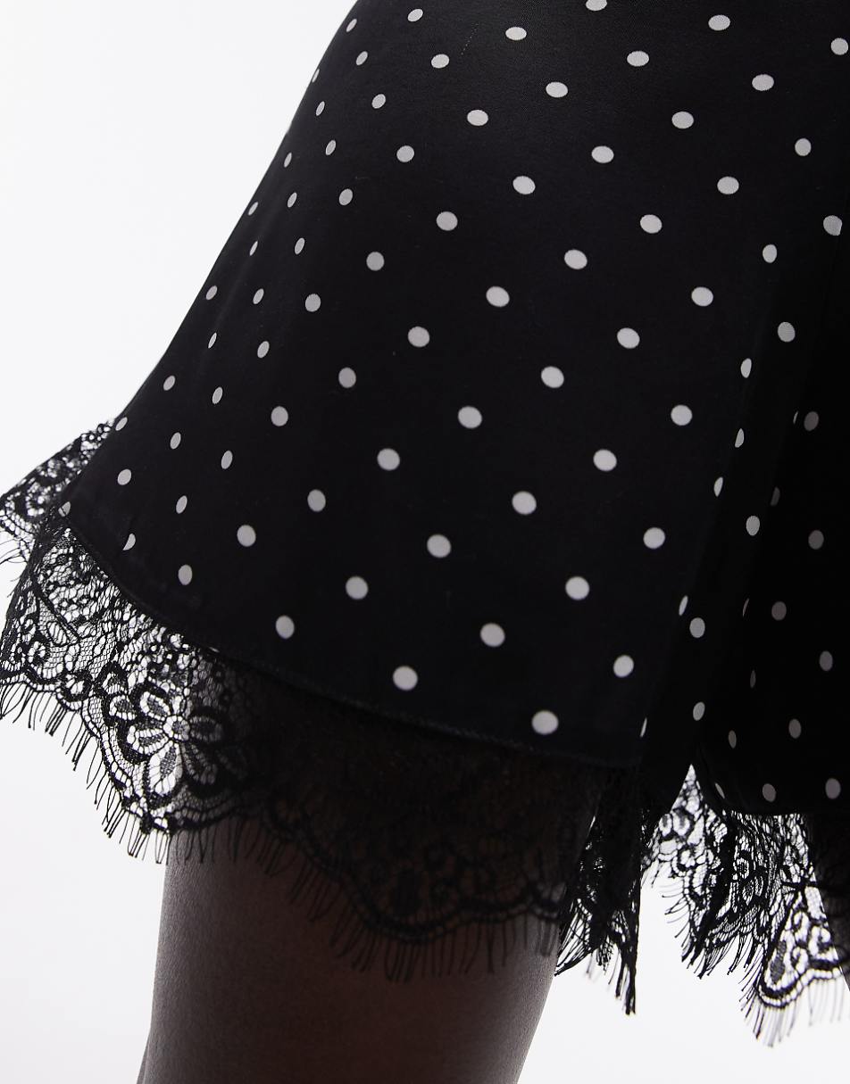 Topshop lace cami romper in spot print