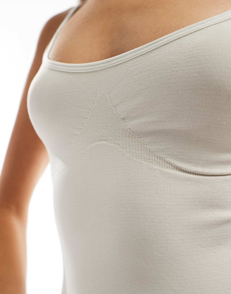 ASOS DESIGN seamless sculpting bodysuit in stone