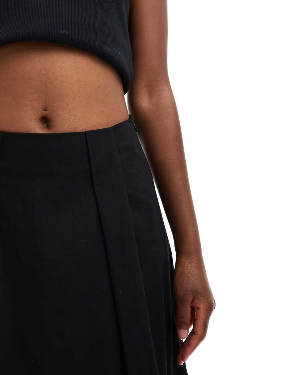 ASOS DESIGN cotton poplin bubble maxi skirt in black