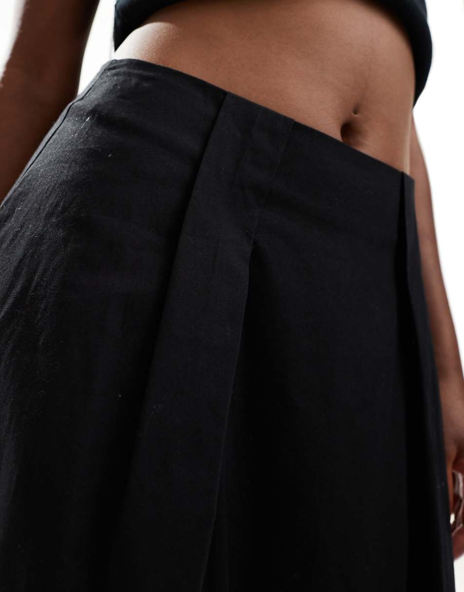 ASOS DESIGN cotton poplin bubble maxi skirt in black