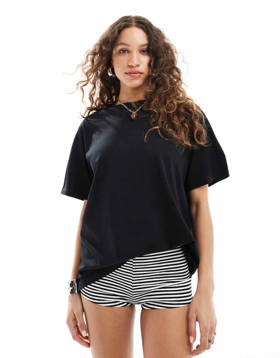 Monki oversized t-shirt in black