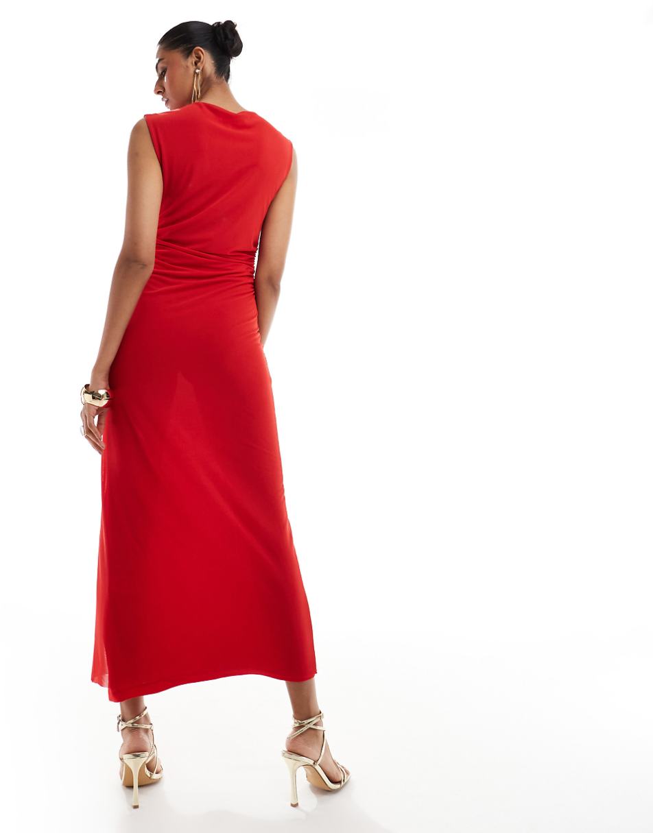 & Other Stories midi dress with drape detail in red