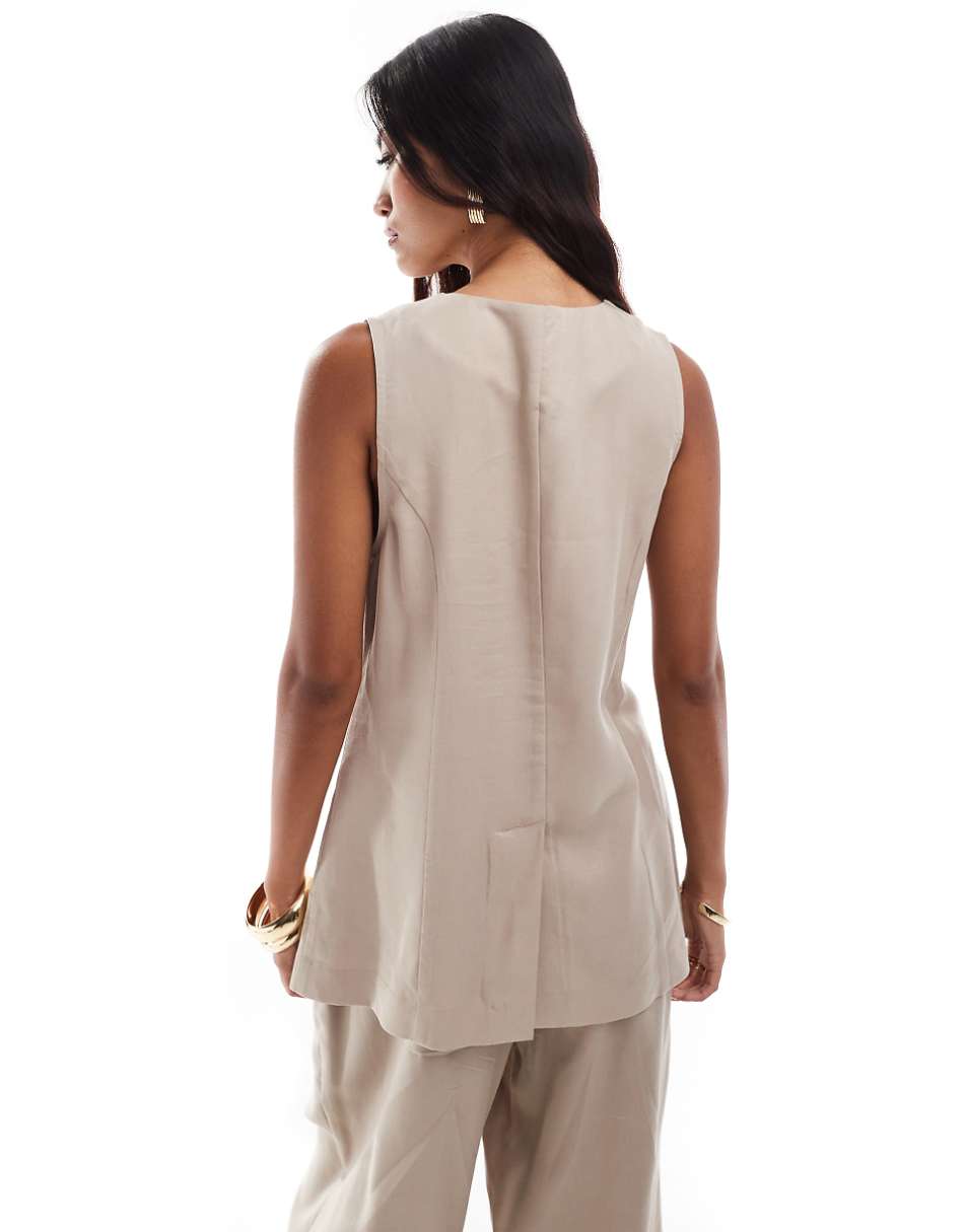 ASOS DESIGN longline vest in washed sand - part of a set