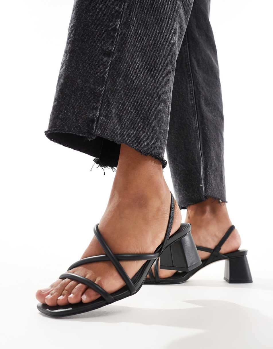 & Other Stories leather heeled strappy sandals in black