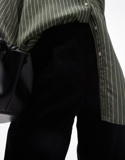 Topshop cord peg pants in black