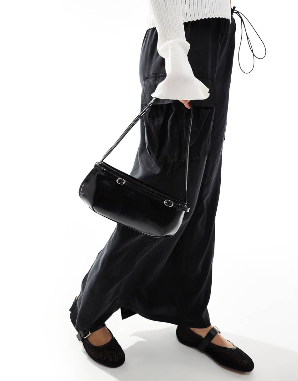 ASOS DESIGN shoulder bag with buckle detail in black