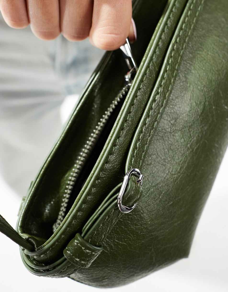 ASOS DESIGN shoulder bag with buckle detail in green