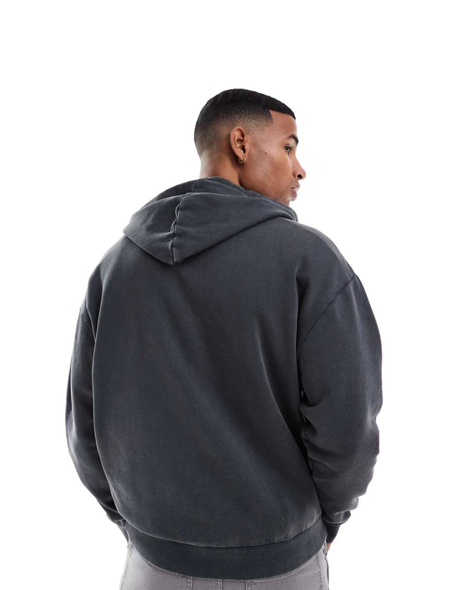 ASOS DESIGN essential oversized hoodie in acid wash black