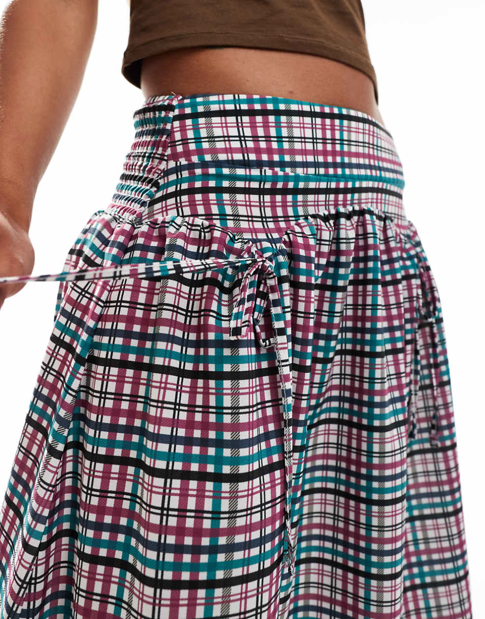 Reclaimed Vintage cowgirl midi skirt with drop waist in gingham