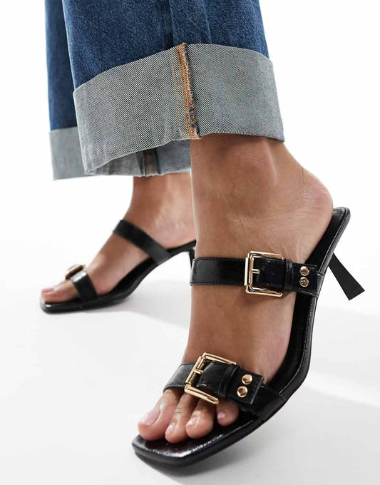 RAID Mesmerize kitten heeled sandals with buckles in black