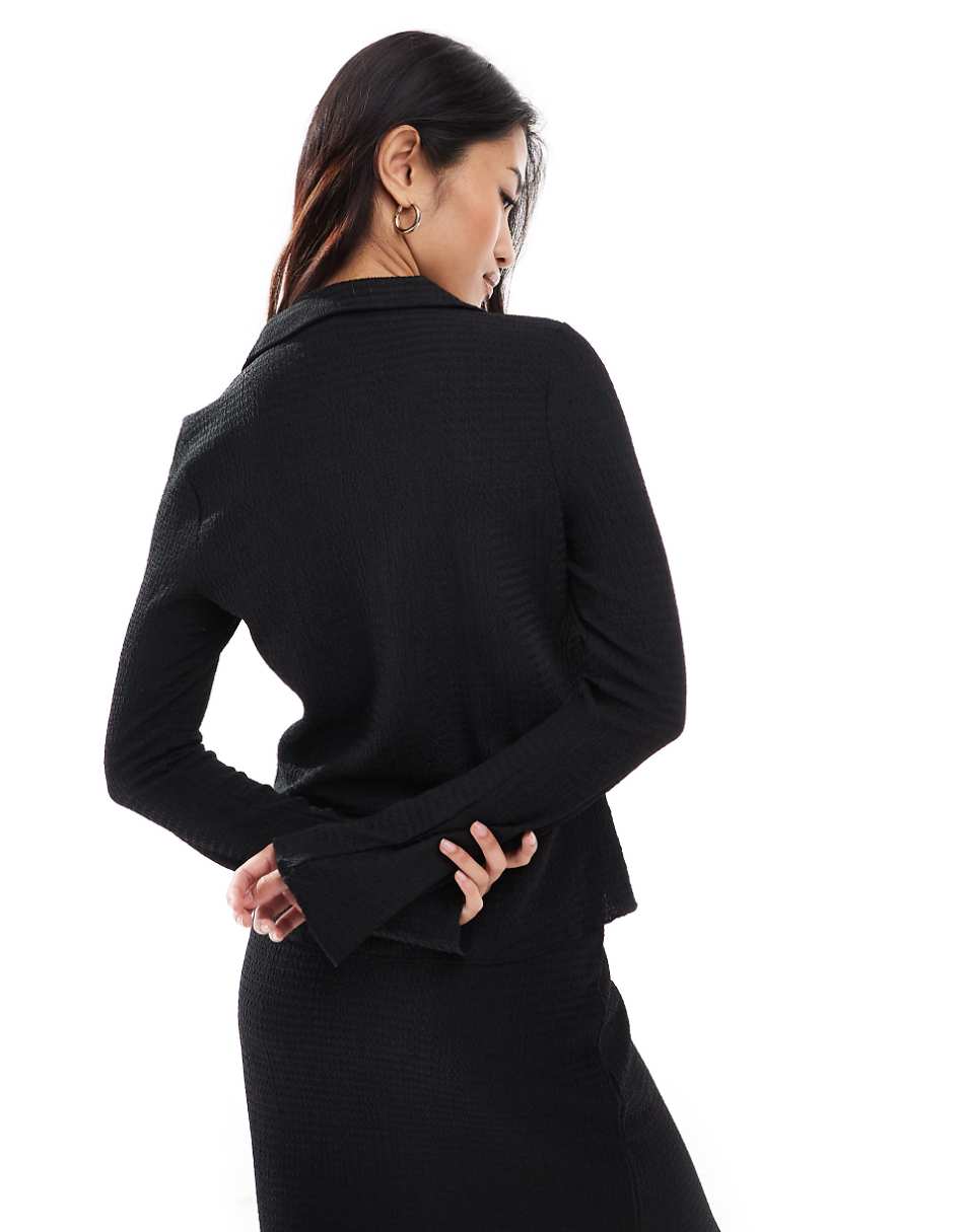 Vero Moda textured jersey shirt in black - part of a set