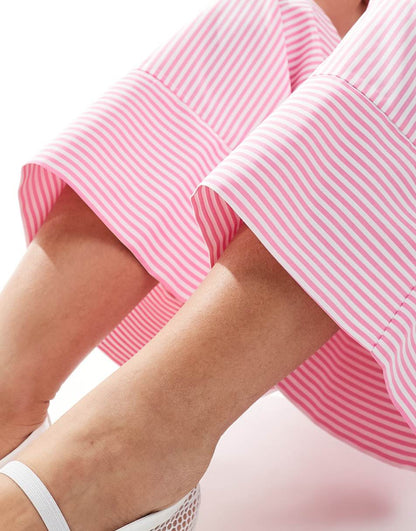 ASOS DESIGN poplin pants in pink stripe