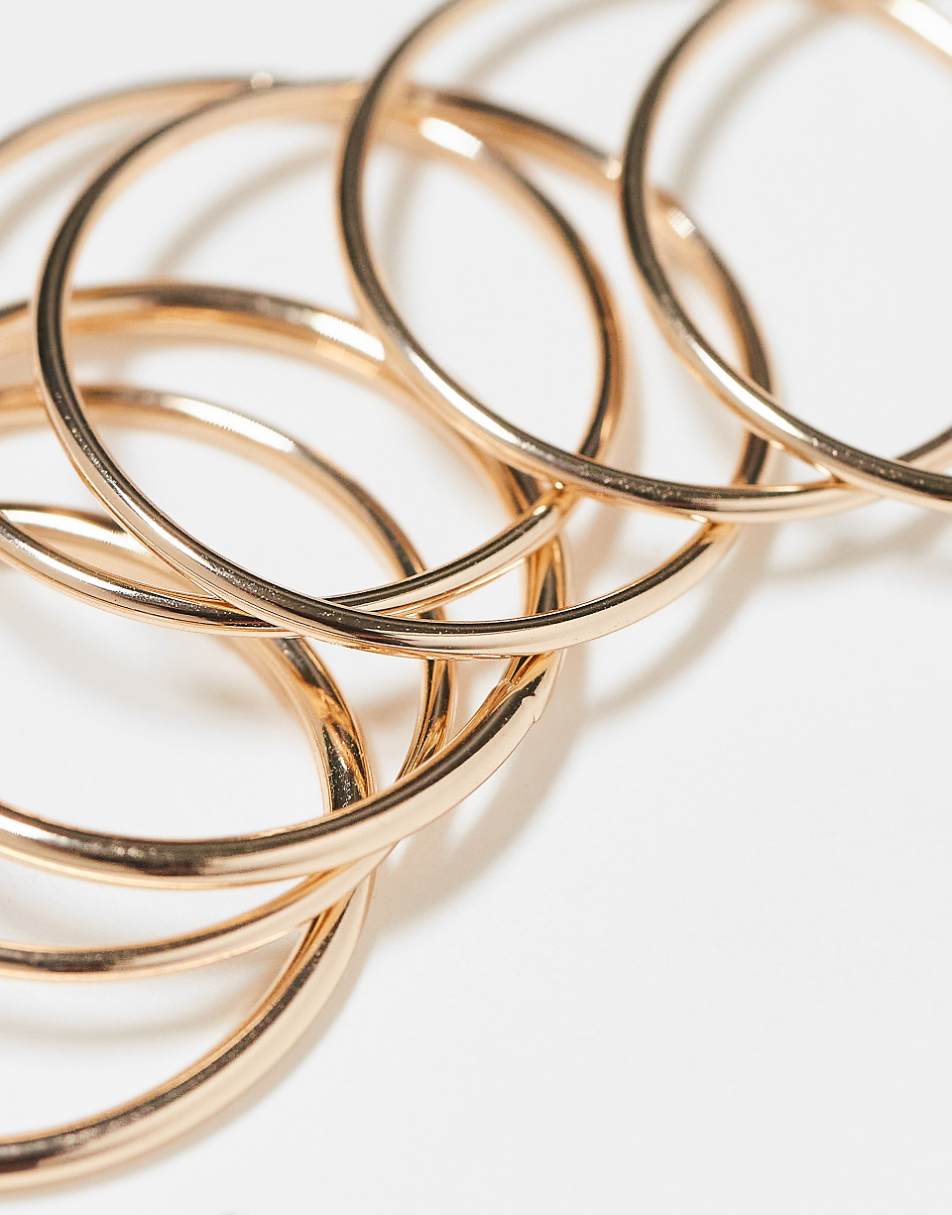 Weekday delicate ring 7-pack in gold