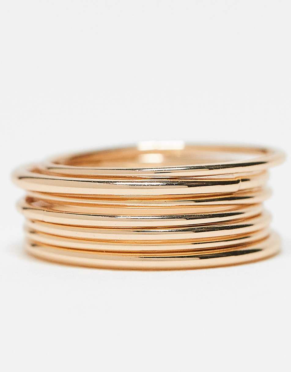 Weekday delicate ring 7-pack in gold