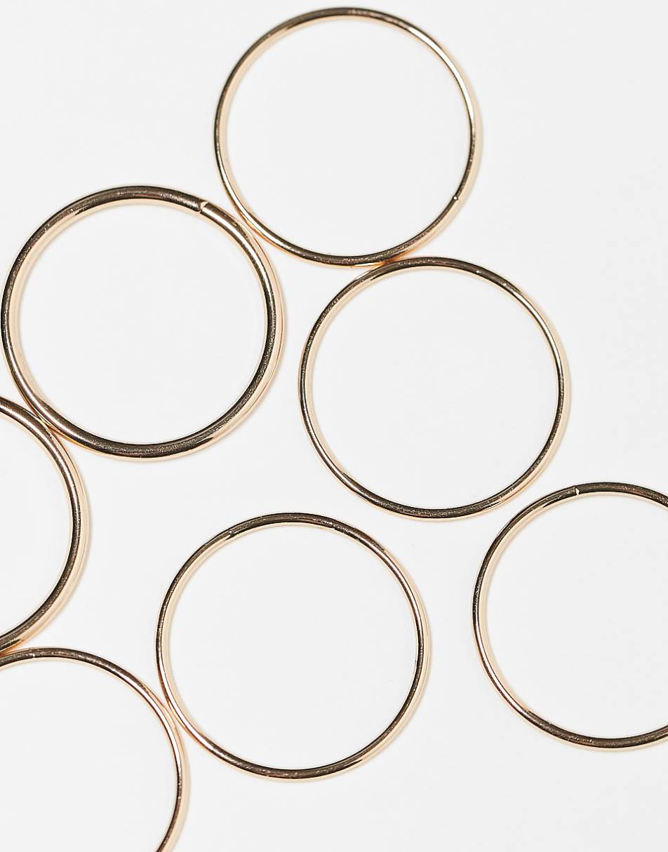 Weekday delicate ring 7-pack in gold