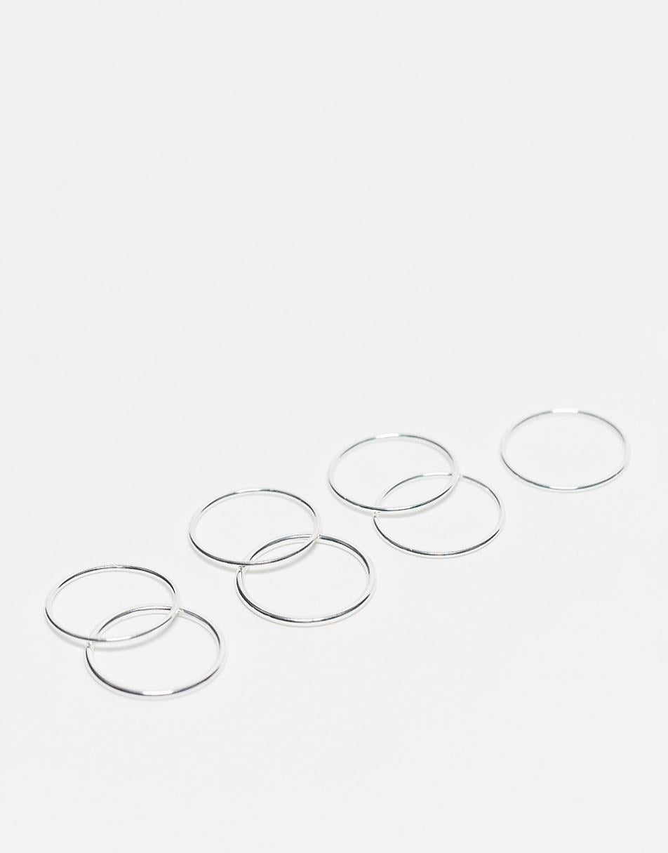 Weekday delicate ring 7-pack in silver