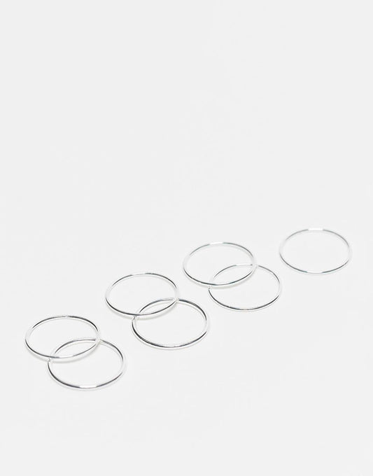 Weekday delicate ring 7-pack in silver