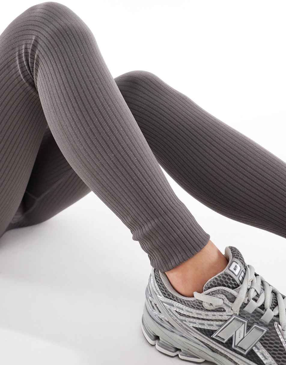 ASOS 4505 Icon seamless ribbed gym leggings in steel gray