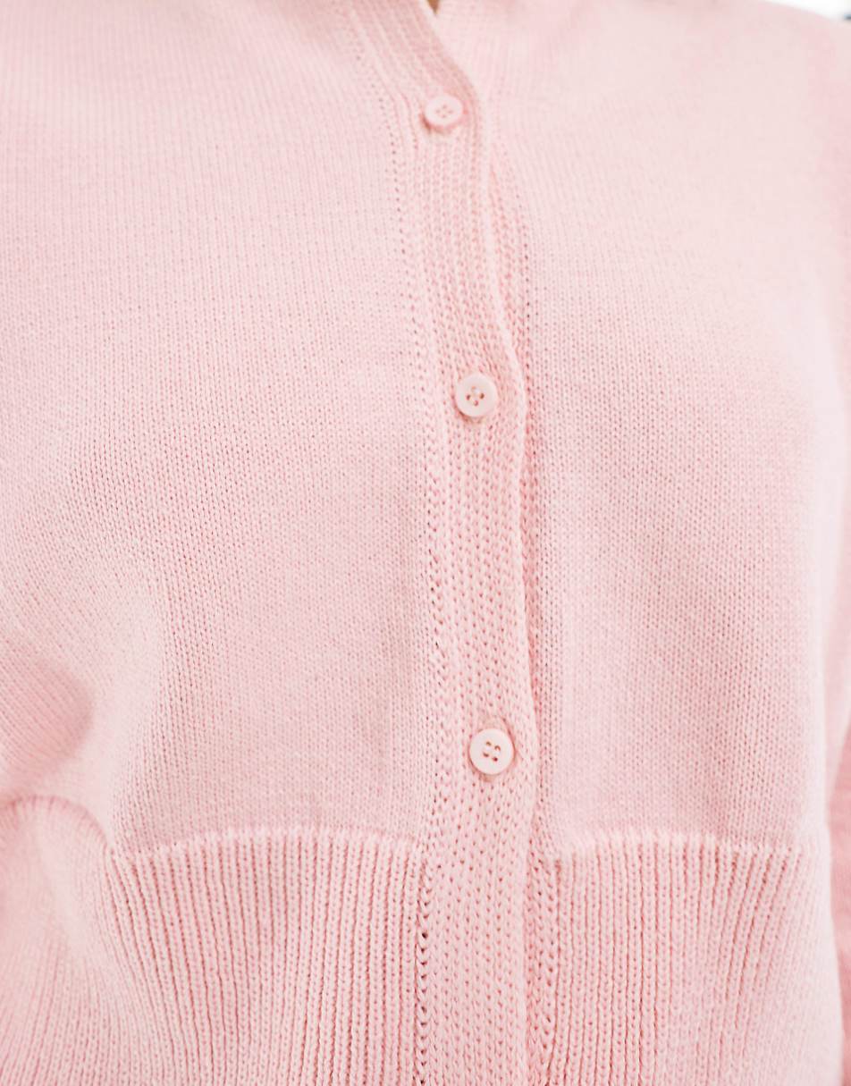 ASOS DESIGN neat fit cardigan in baby pink