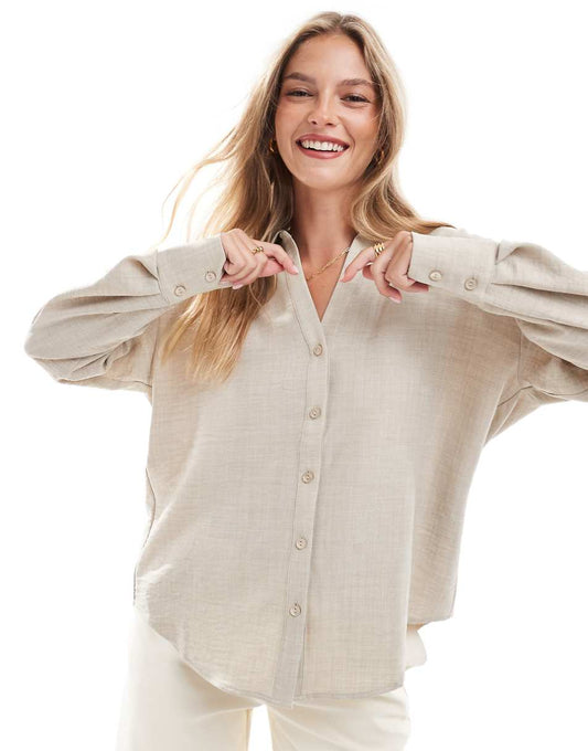 Vero Moda v-neck shirt in stone