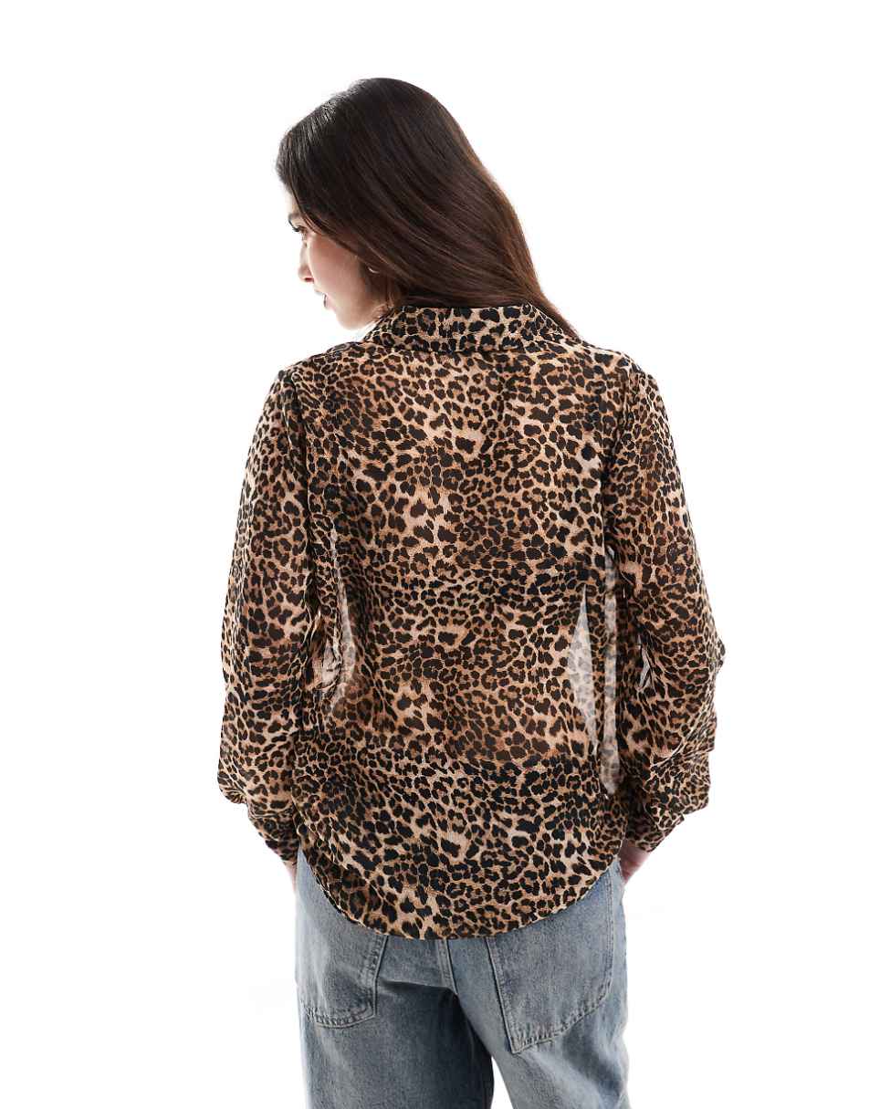 ASOS DESIGN long sleeve soft shirt in animal print