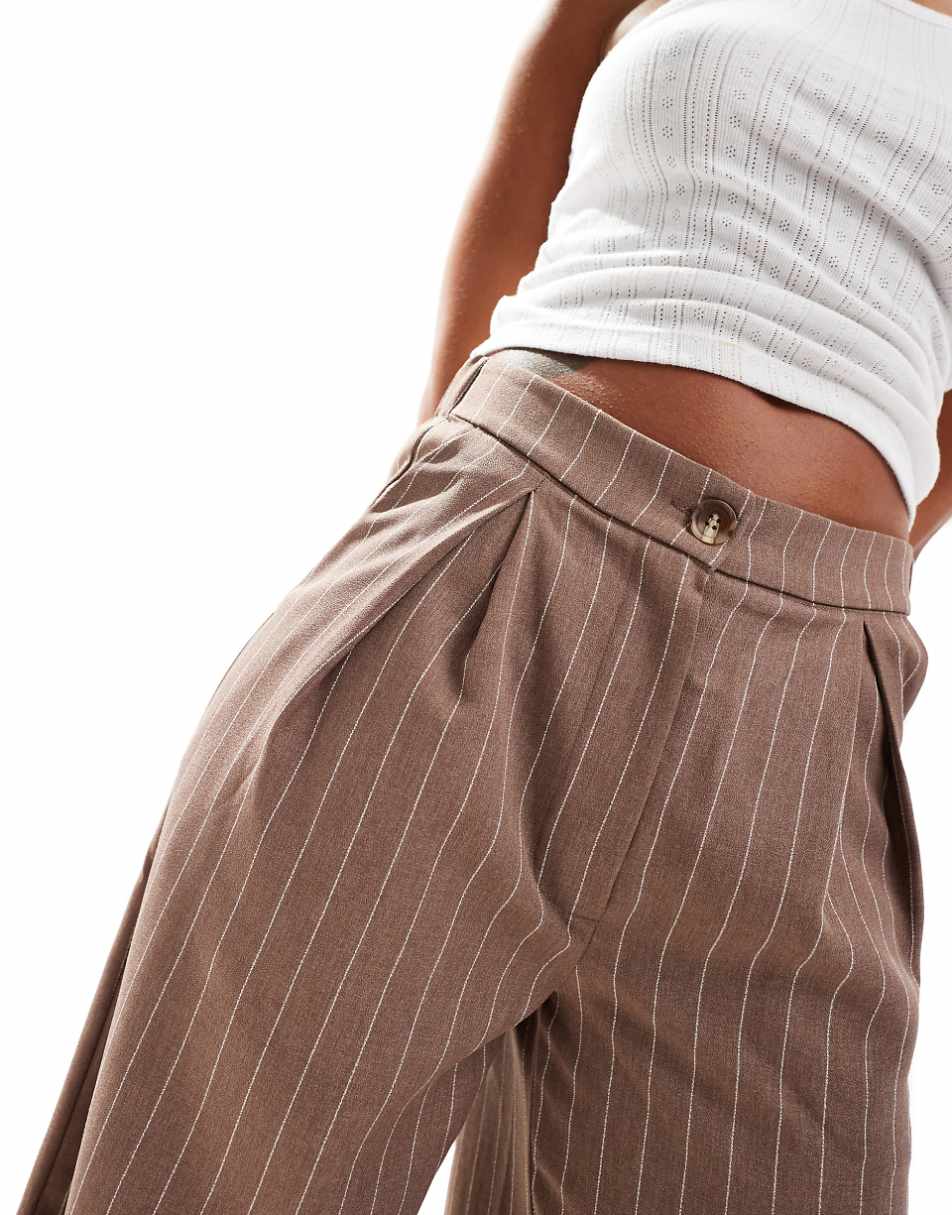 Reclaimed Vintage mensy wide leg pants in beige pinstripe