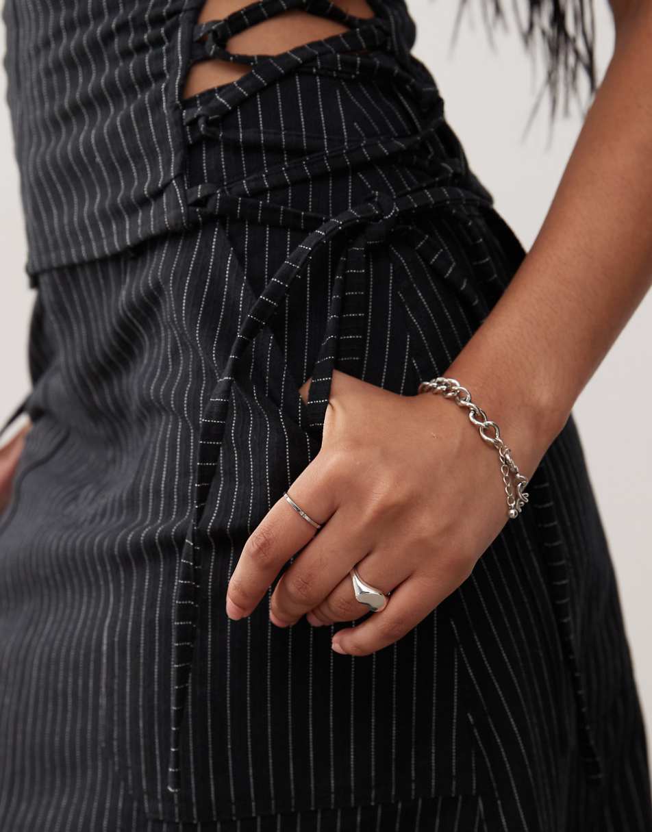 COLLUSION casual utility maxi skirt in black pinstripe - part of a set