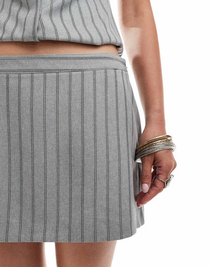 COLLUSION mini skirt in gray pinstripe - part of a set