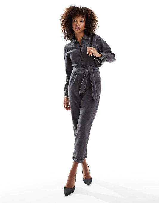 Style Cheat denim jumpsuit in washed black