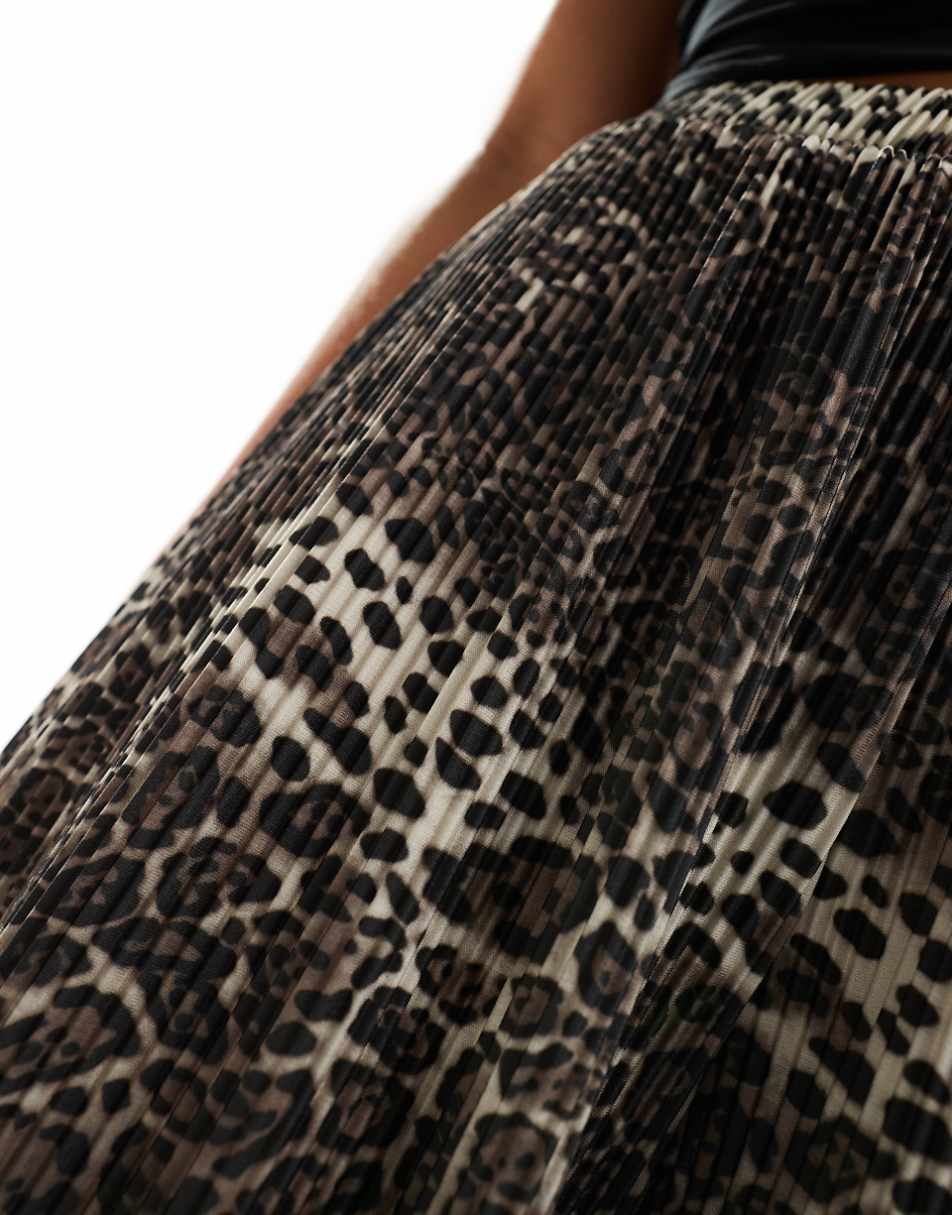 ASOS DESIGN plisse wide pants culottes in animal