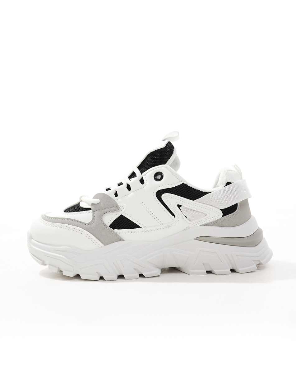 SEQWL chunky sneakers in silver with black details