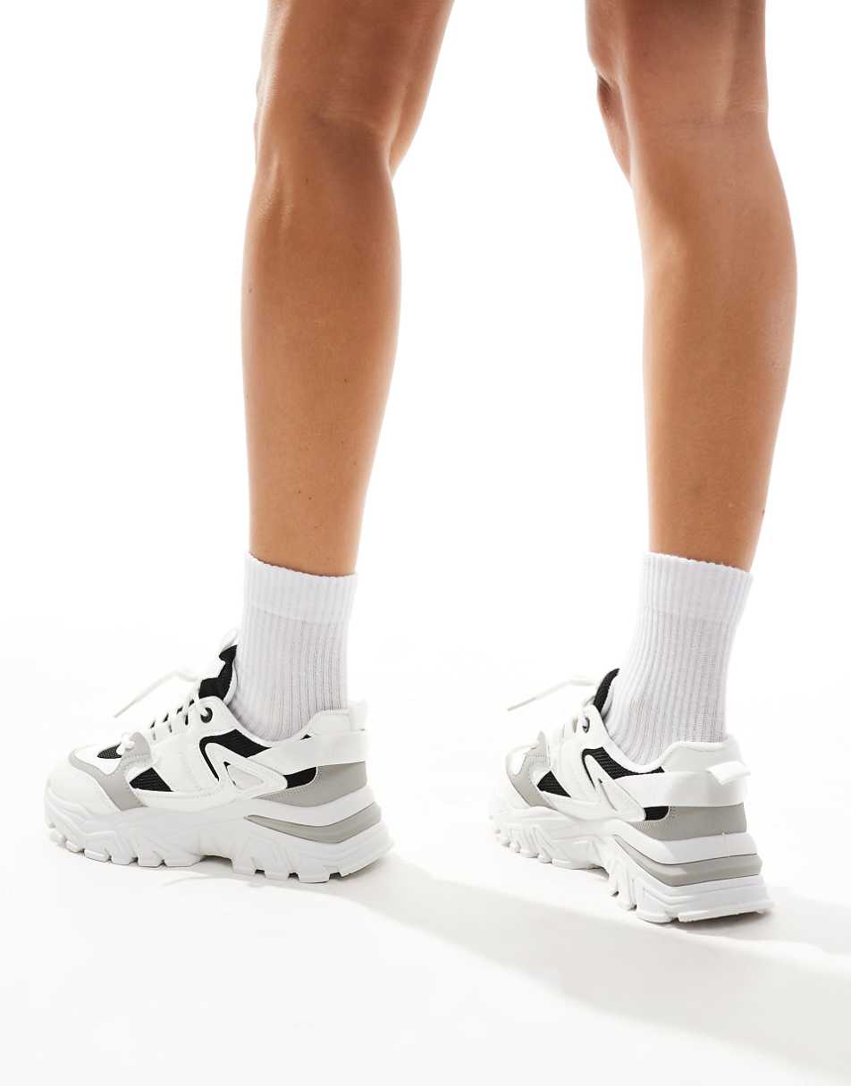 SEQWL chunky sneakers in silver with black details