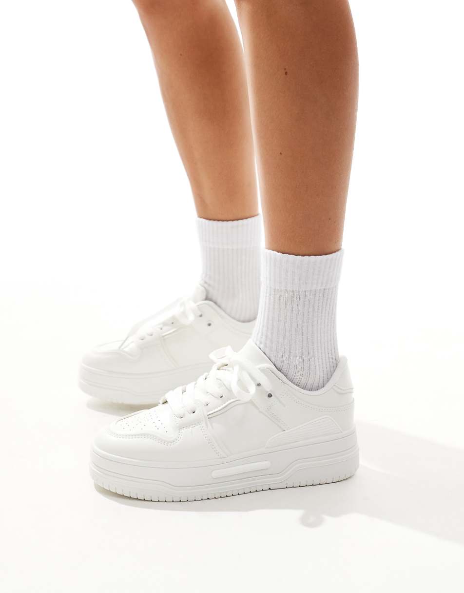 SEQWL Buzz flatform sneakers in all white