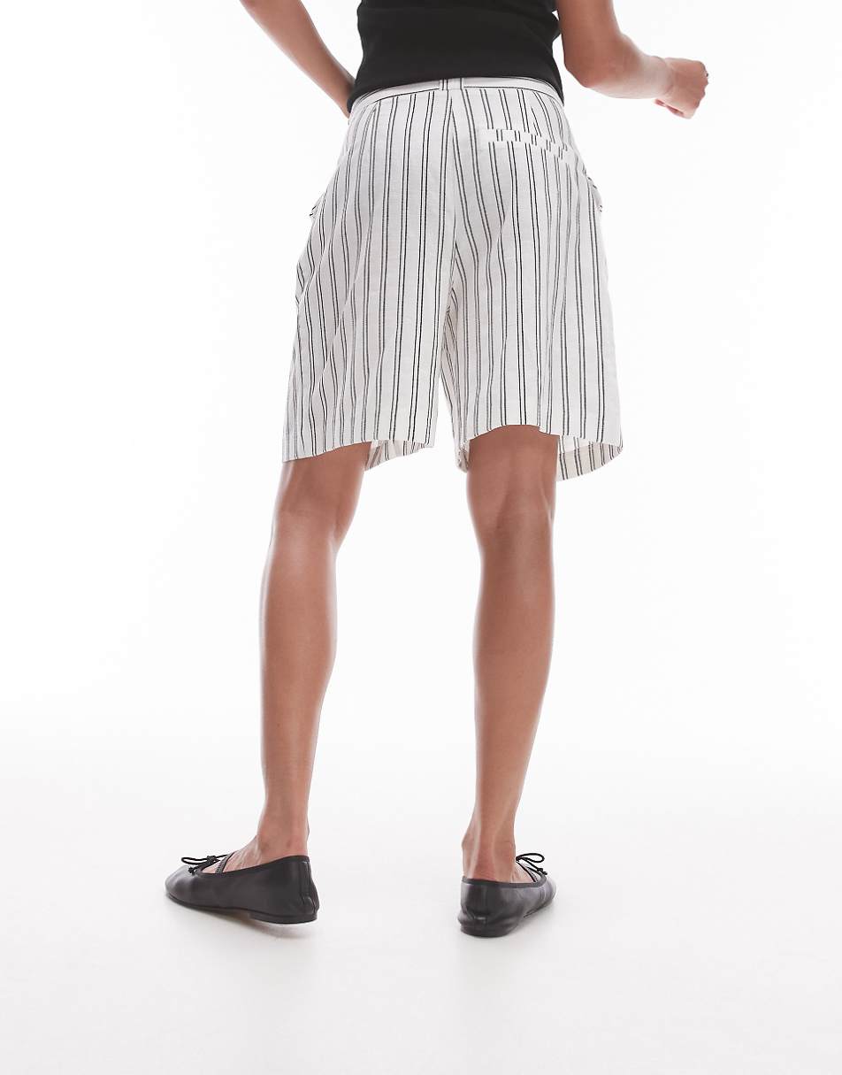 Topshop stripe tailored short in mono