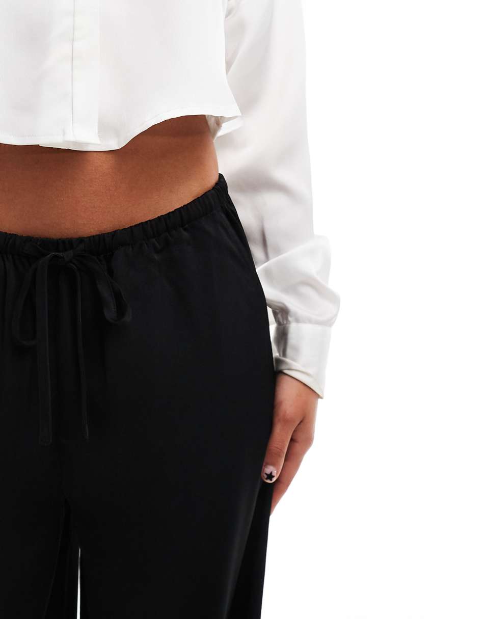 ASOS DESIGN satin pull on pants in black