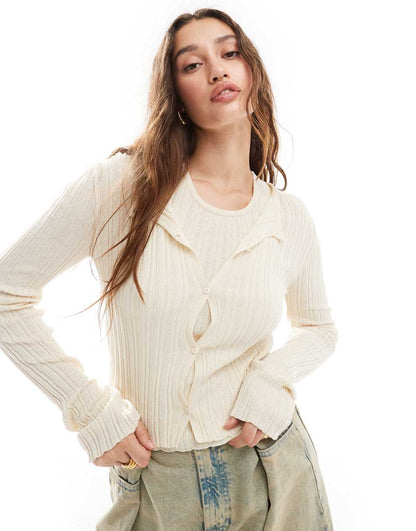 COLLUSION knit cardigan in yellow