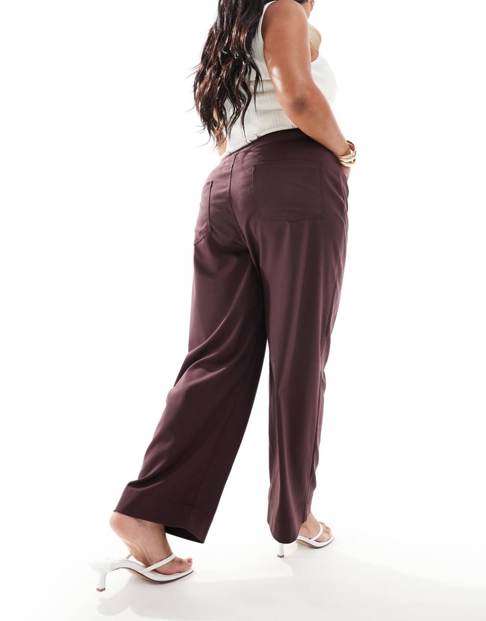 ASOS DESIGN Curve raw edge pants in plum