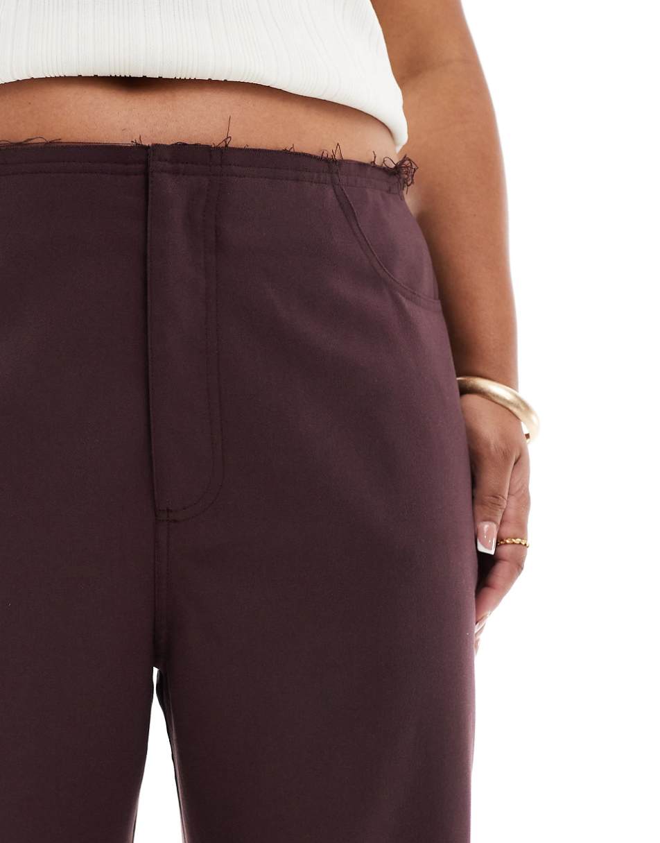 ASOS DESIGN Curve raw edge pants in plum